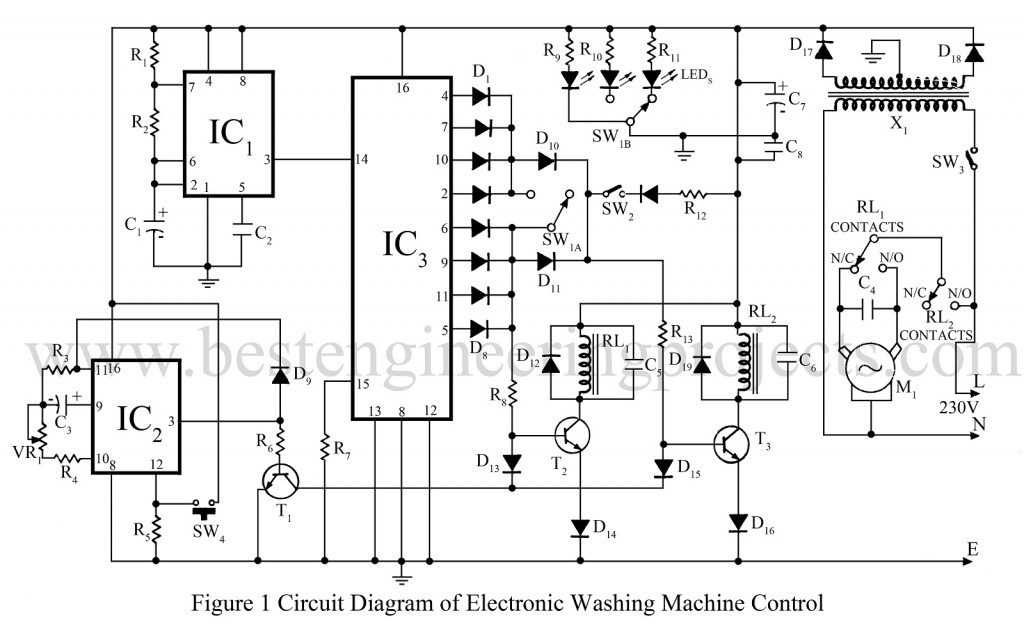 circuit diagram of electronics washing machine control