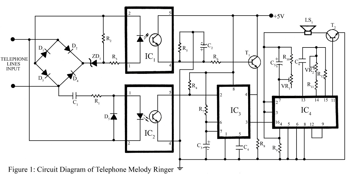 Telephone Ringer Circuit Using 555 Ic