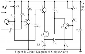 Circuit diagram of transistorise warning alarm