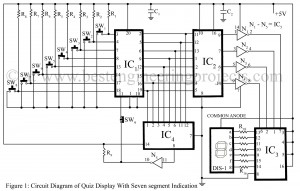 circuit diagram of quiz display with seven segment indication