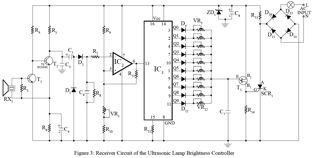 Ultrasonic Lamp Brightness Controller Circuit - Best Engineering Projects