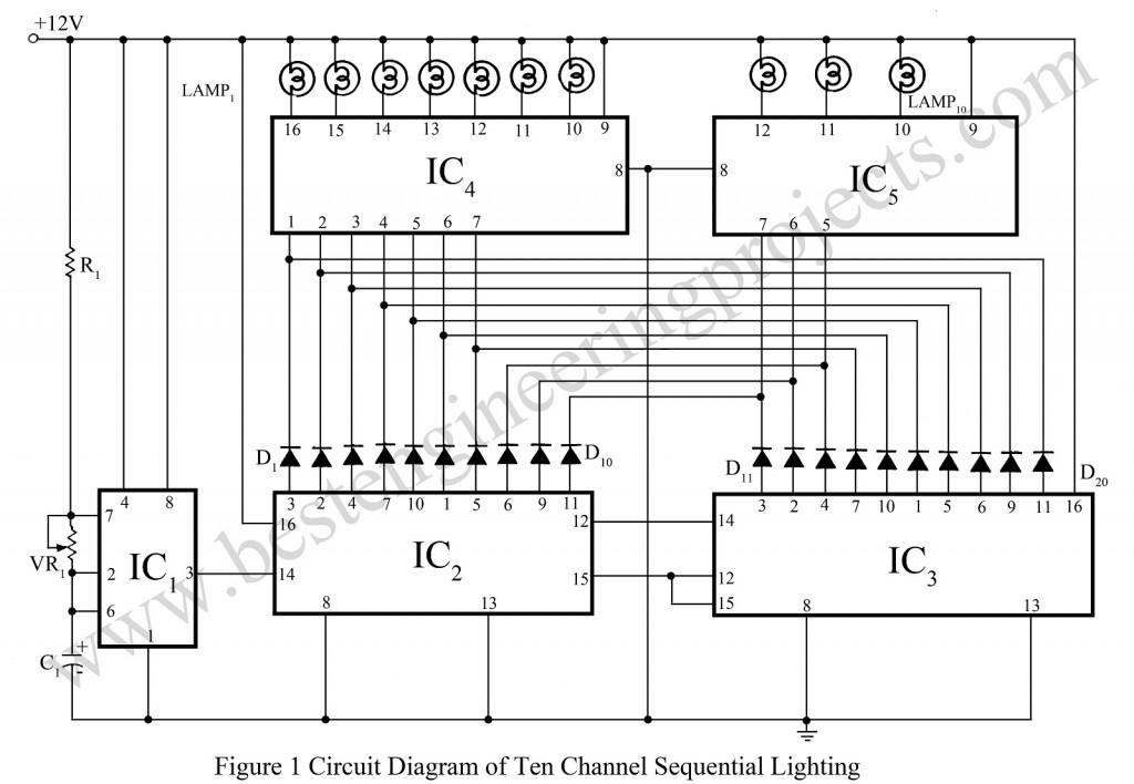 circuit diagram of ten channel sequential lighting