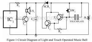 circuit diagram of light and touch operated music bell