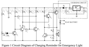 circuit diagram of charging reminder for emmergency light