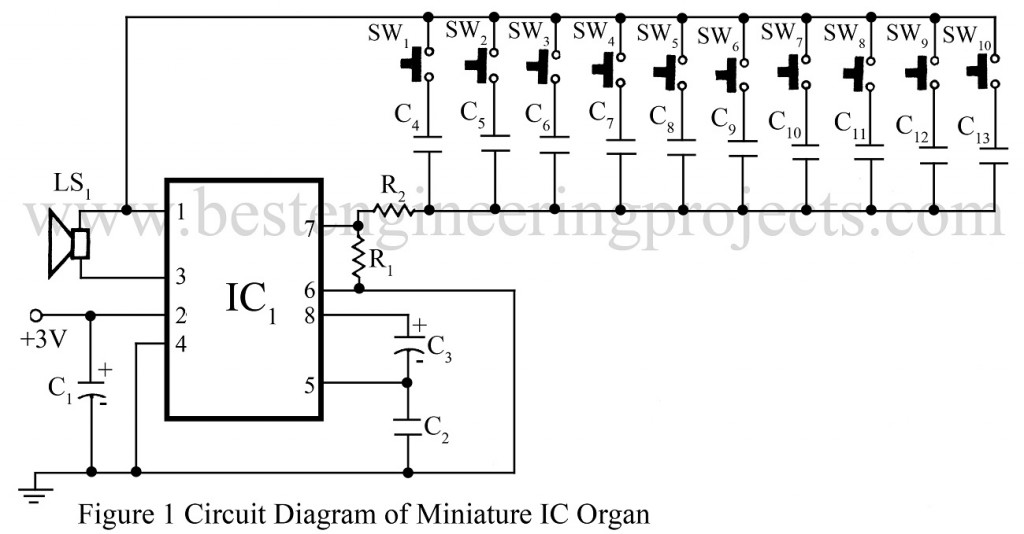 circuit diagram of miniature ic organ