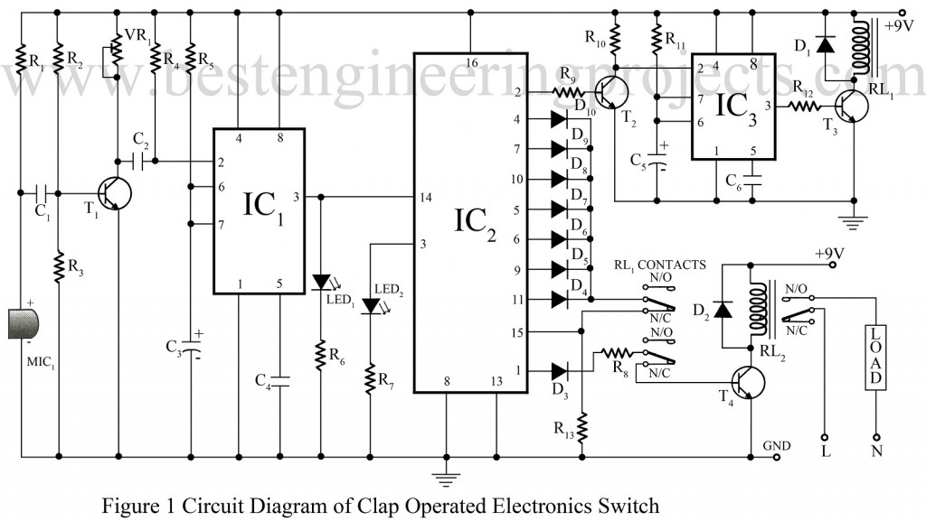 clap switch circuit using 555