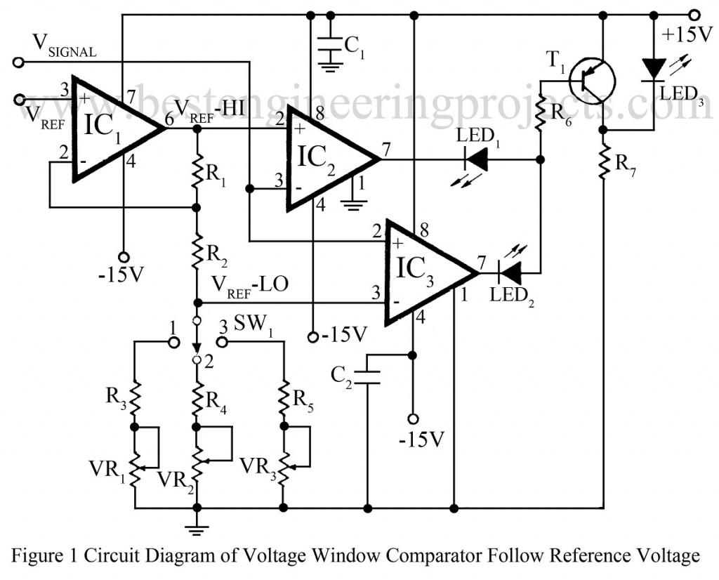 circuit diagram voltage window comparator follow reference voltage