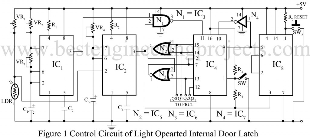 control circuit of light operated internal door latch