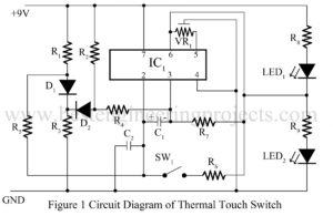 thermal touch switch using op amp 741