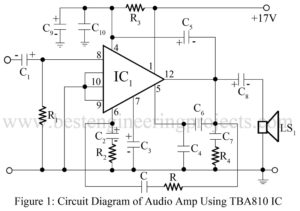 circuit diagram of 7W audio amplifier using tba810