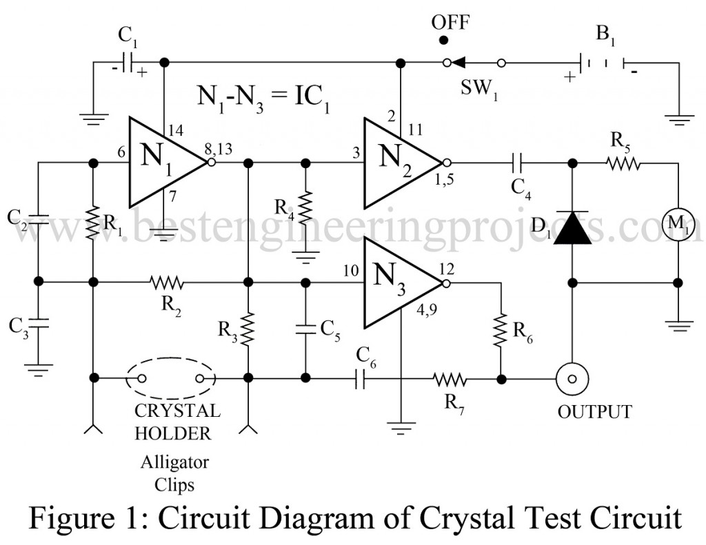 circuit diagram of cristal test circuit