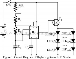 high brightness led strobe using 555 circuit