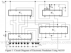 circuit diagram of electronic pendulum using 555