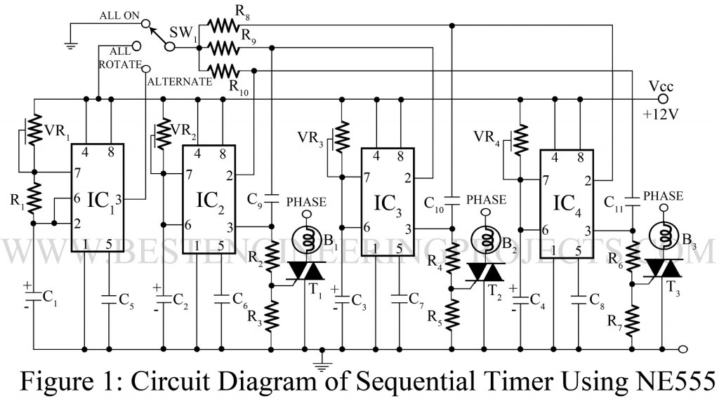 sequential timer using ne555