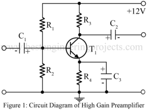 circuit diagram of high gain preamplifier