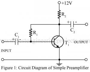 circuit diagram of simple preamplifier using transistor