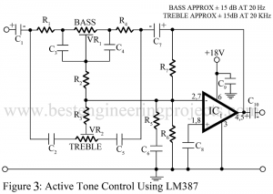 active tone control using LM387