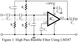 high pass filter or rumble filter using LM387