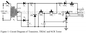 circuit diagram of transistor triac and scr tester