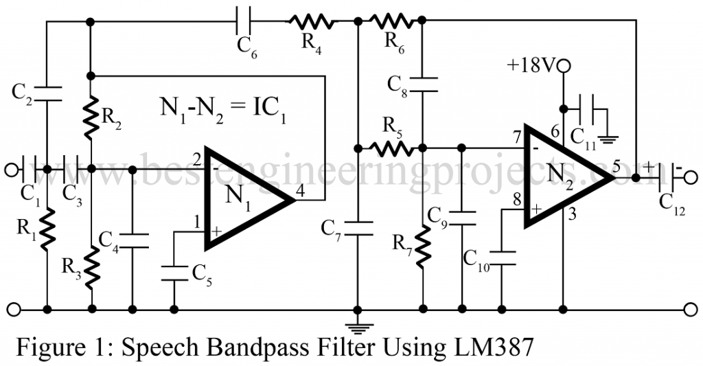 speech bandpass filter using LM387