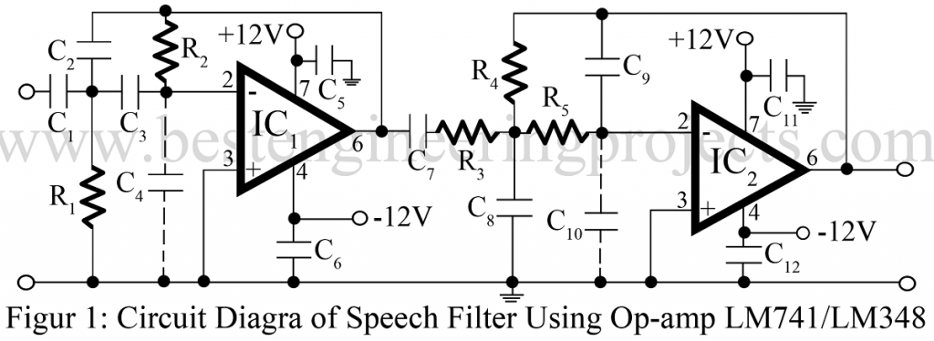 speech filter using op amp 741 or 348