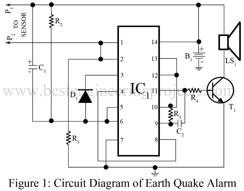 earth quake alarm using cd4011