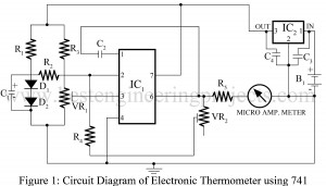 electronic thermometer using 741 IC circuit