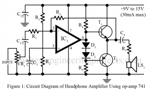 circuit diagram of DIY headphone amplifier