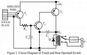 circuit diagram of touch switch cum heat operated switch