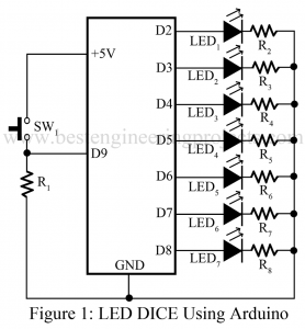 circuit diagram of ed dice using arduino