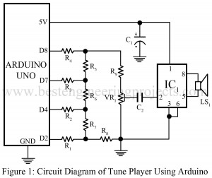 circuit diagram of tune player using arduino