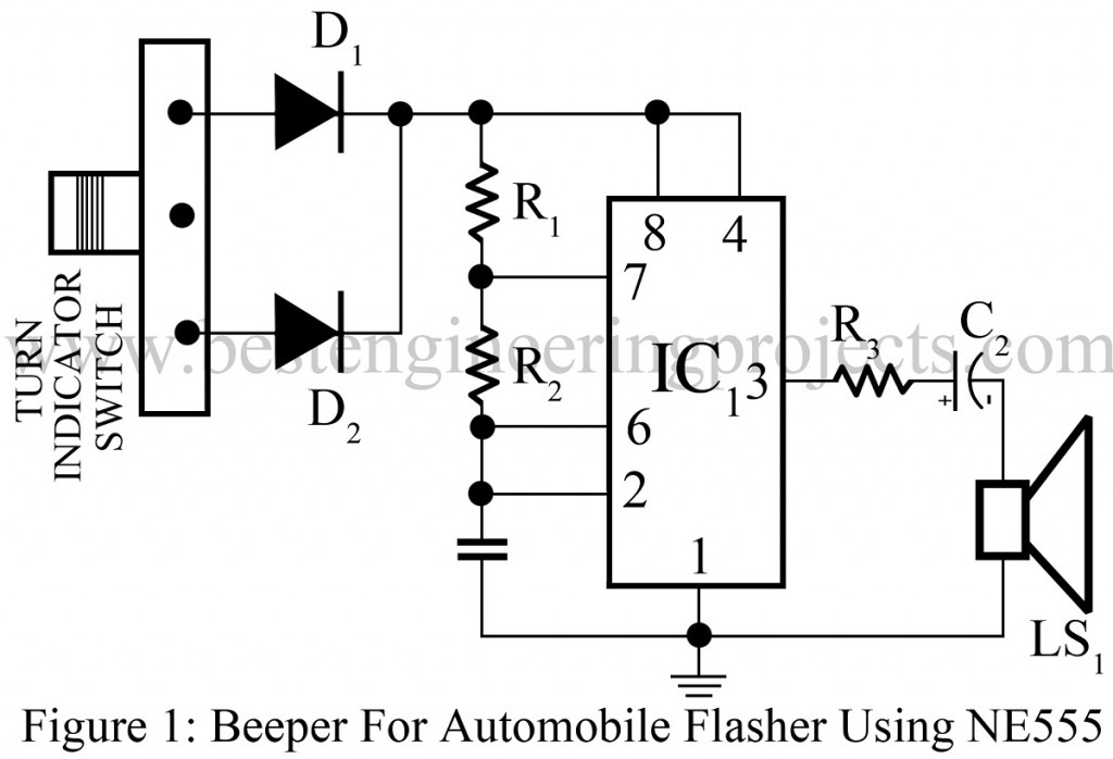 beeper for automobile flasher using 555