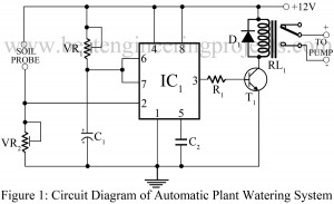 circuit diagram of automatic plant watering system using 555