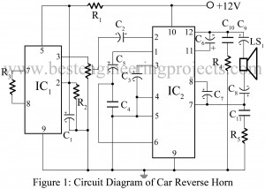 circuit diagram of car reverse horn