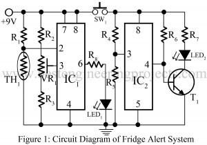 circuit diagram of fridge alert system