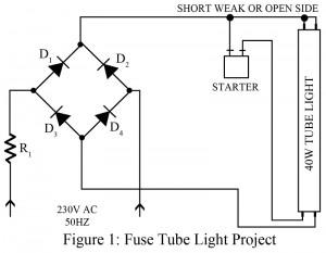 circuit diagram of fuse tube-light as night lamp