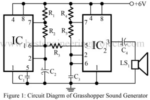 grasshopper sound generator circuit using 555 timer ic