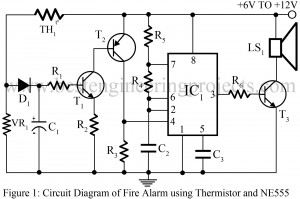 circuit diagram of fire alarm using thermistor