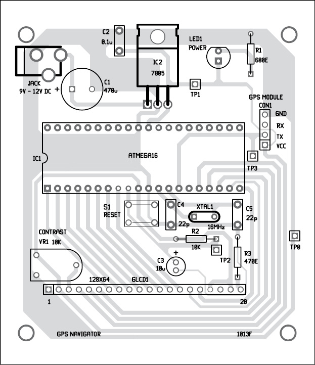 component side PCB design of GPS navigator circuit