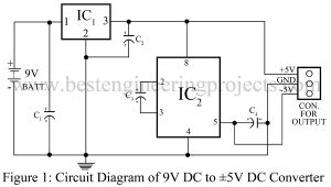 circuit diagram of dual polarity 5 v from 9V