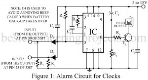 alarm circuit configured for clock