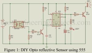 opto reflective sensor circuit using 555 ic