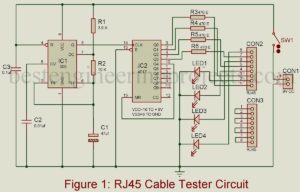 RJ45 cable tester using 555 IC