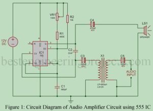 Timer IC 555 based audio amplifier IC