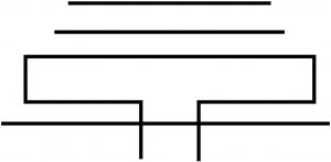 symbol of folded diplole with 2 directors and 1 reflector