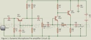 circuit diagram of dynamic microphone pre amplifier