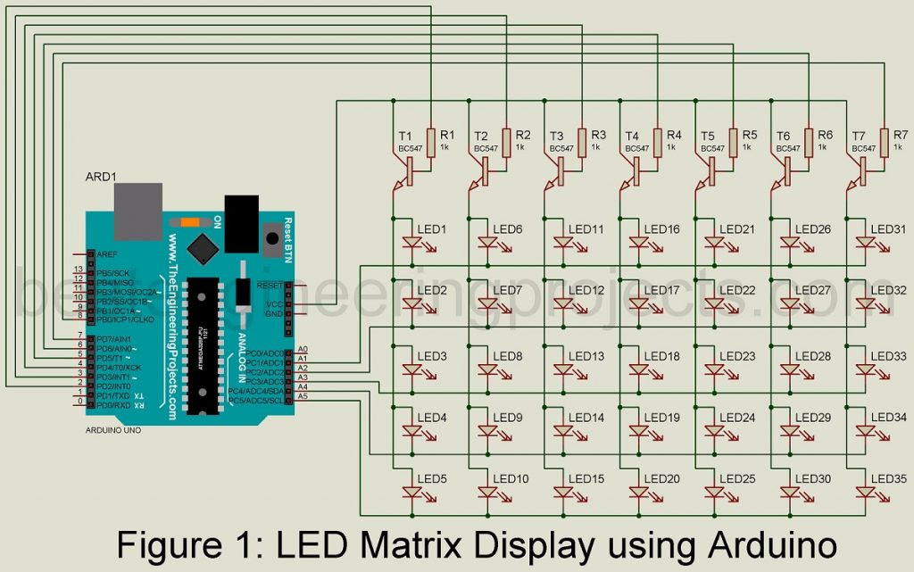 7x5 arduino matrix display