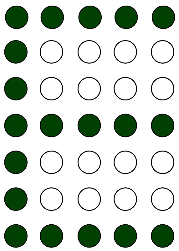 charater e in 7x5 matrix display