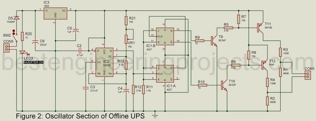 oscillation section circuit for off line ups