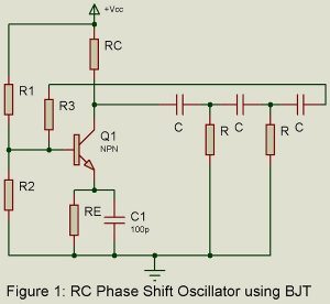 rc phase shift oscillator using bjt